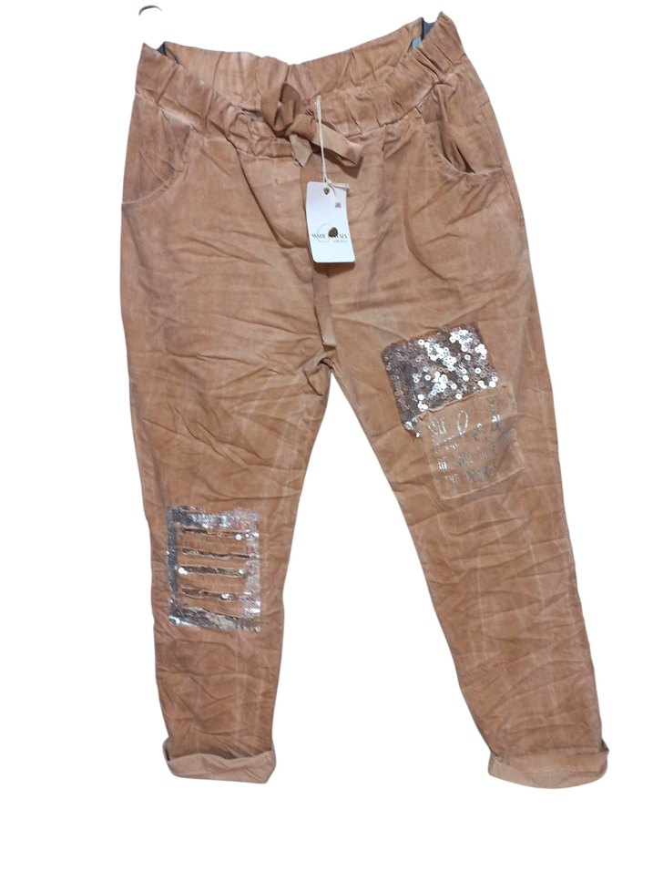 Bej payet Detayli Rahat Kesim Kadın Pantolon - Görsel 3