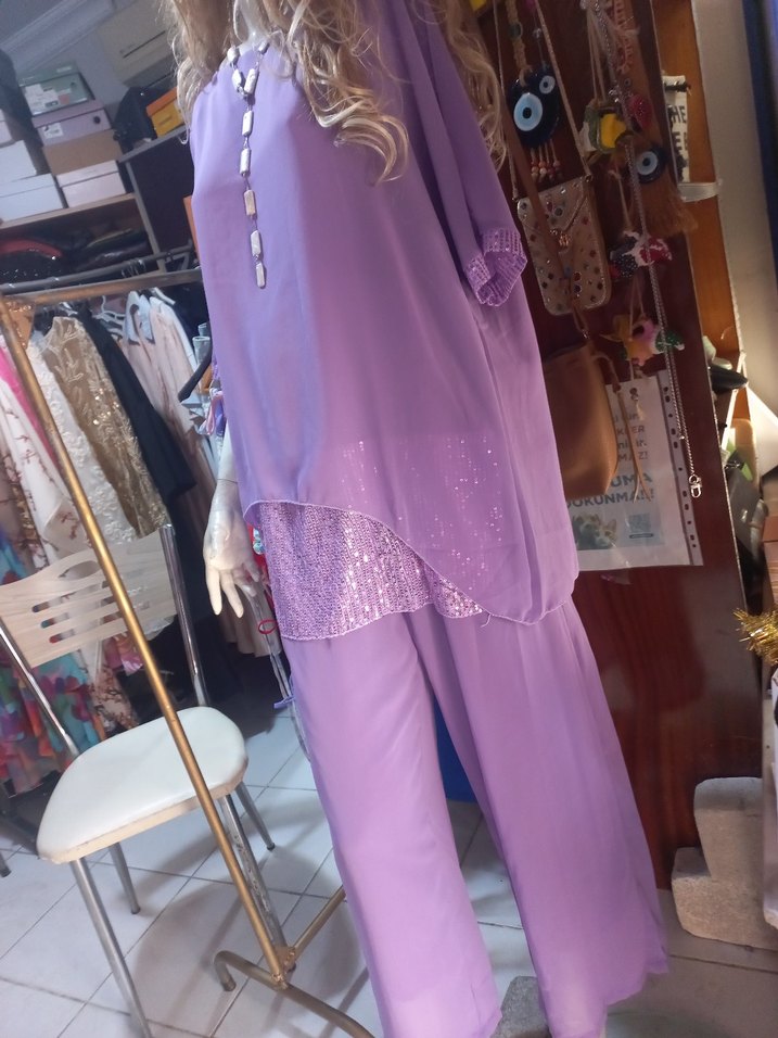 Lila payet detayli takim - Görsel 2