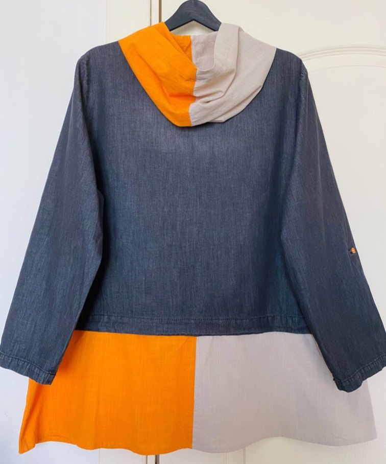 Düğmeli Gri Denim Kadın Ceket - Görsel 2