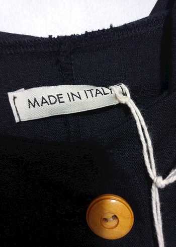 Düğmeli Siyah Kadın Keten hirka - Görsel 5