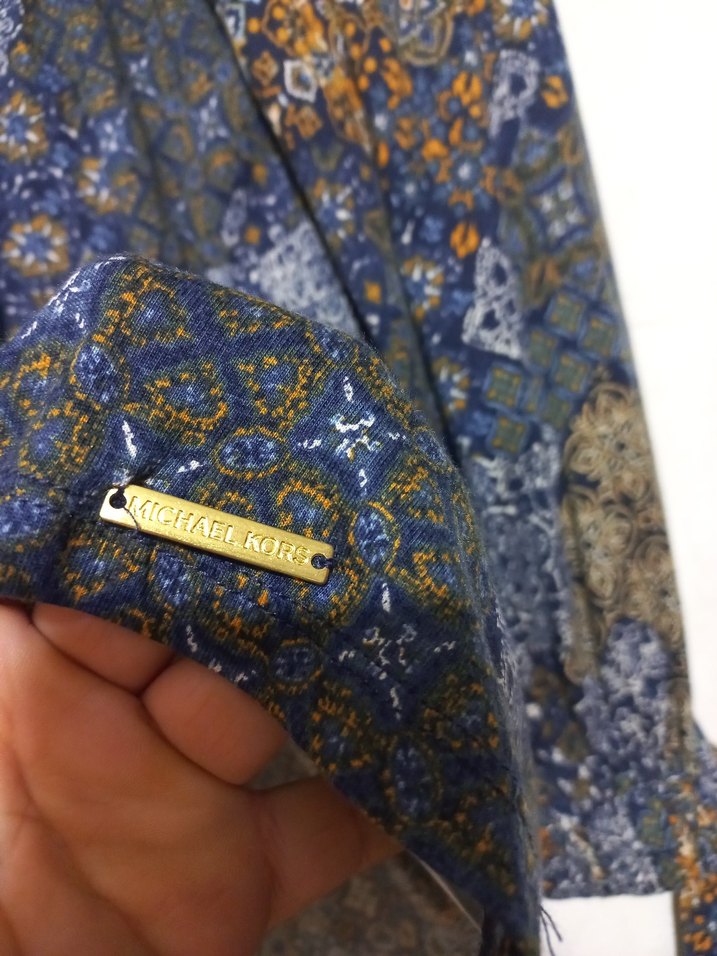 Uzun Kollu, Kemerli Bohem Desenli Bluz - Görsel 5