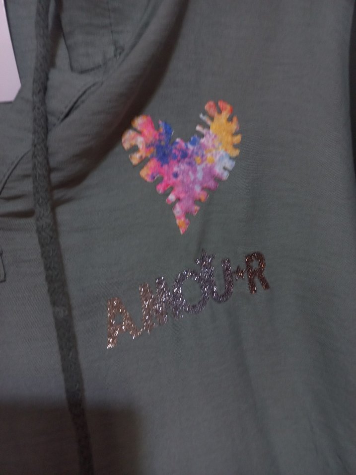 haki Kapüşonlu Nakışlı Kadın Sweatshirt - Görsel 3