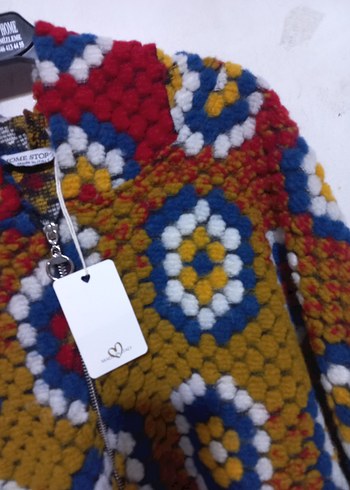 Renkli Bohem Kapüşonlu Örgü Hırka - Görsel 5