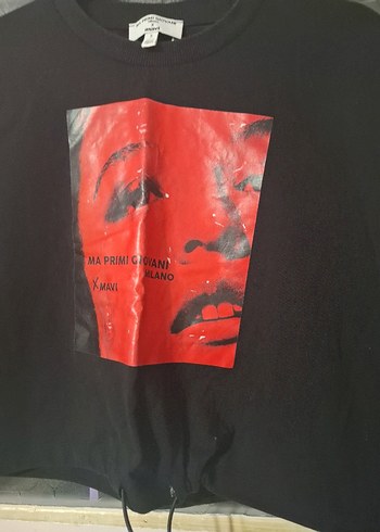 Kırmızı Baskılı Kadın Sweatshirt - Görsel 2