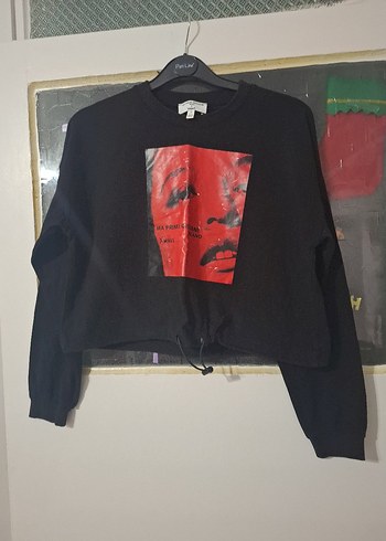 Kırmızı Baskılı Kadın Sweatshirt - Görsel 3