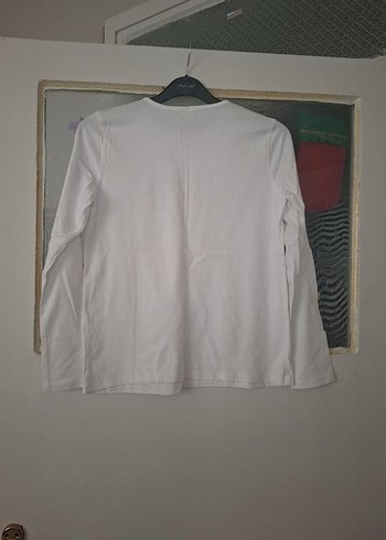 Kız Çocuk Beyaz Uzun Kollu Baskılı Tişört - Görsel 3