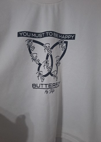 Beyaz Baskılı Kadın Sweatshirt - Görsel 2