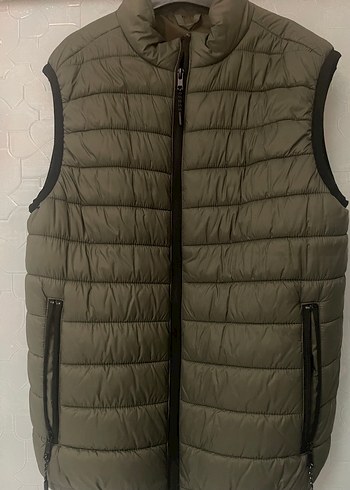 Erkek Gri Yelek, Yüksek Yakalı, Fermuarlı