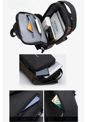 POWERBANK DESTEKLİ ERKEK ÖN GÖĞÜS ÇANTASI - Görsel 2