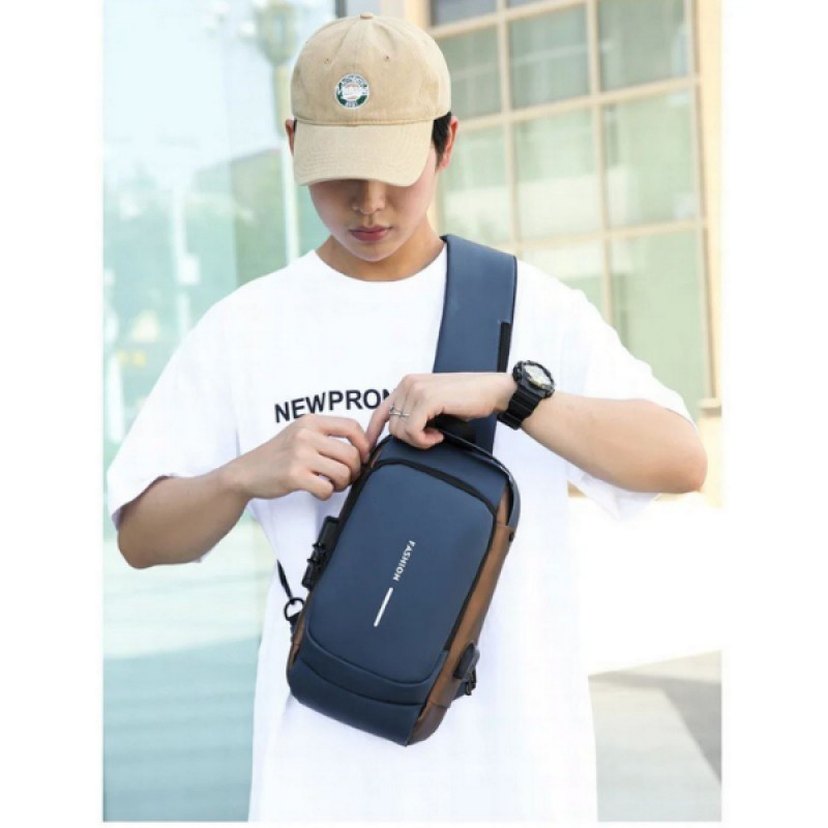 POWERBANK DESTEKLİ ERKEK ÖN GÖĞÜS ÇANTASI - Görsel 3