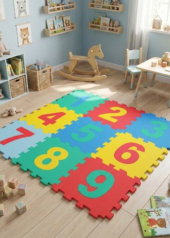 9 PARÇA SAYILAR PUZZLE YER MATI - Görsel 2