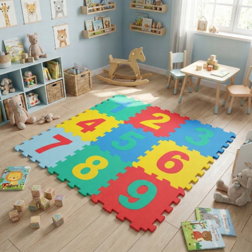 9 PARÇA SAYILAR PUZZLE YER MATI - Görsel 2