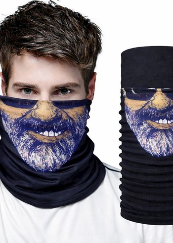 Siyah Baskılı Erkek Biker Bere - Görsel 9