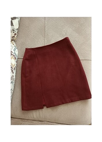 Bordo kadın yırtmaçlı etek