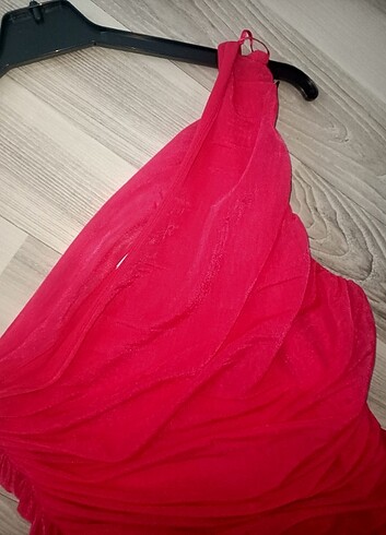 Zara Zara drapeli tek kol tül simli elbise