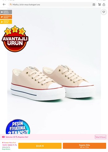 Bej Kadın Platform Spor Ayakkabı