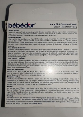 bébédor Anne Sütü Saklama Poşeti 20 Adet ve göğüs pedi - Görsel 2