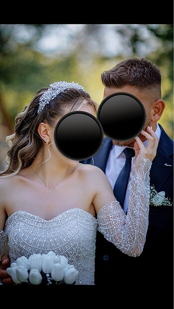 İnci ve kristal boncuklu taç