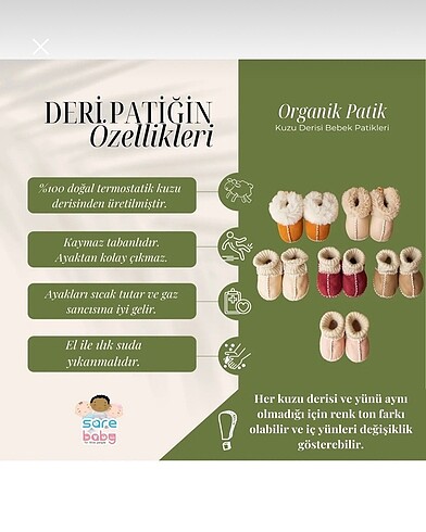 Organik deri bebek ayakkabısı patik - Görsel 7