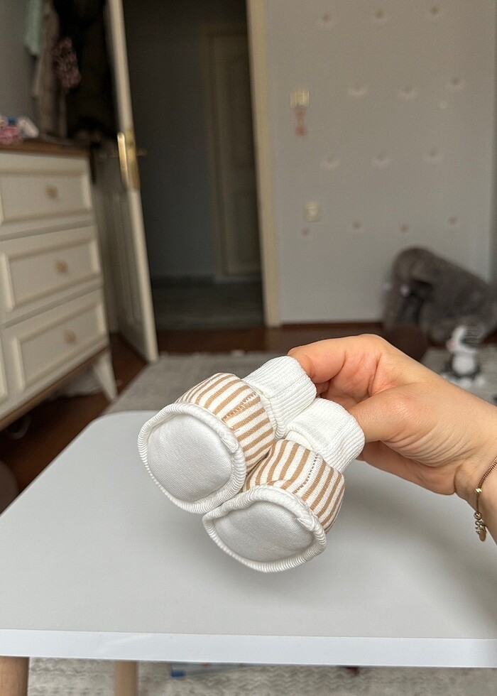 Ayı ayıcık baskılı bebek patik yeni - Görsel 3