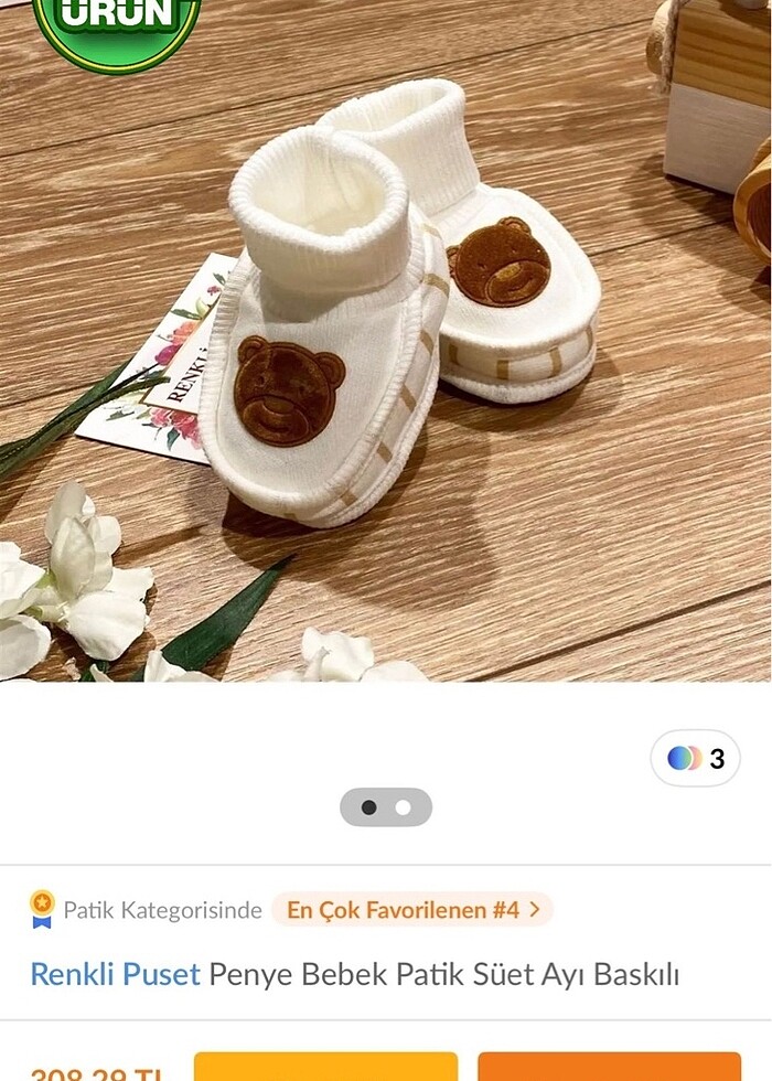 Ayı ayıcık baskılı bebek patik yeni - Görsel 5