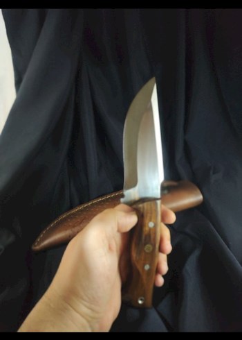 Bej Parlak Bıçak ve Deri Kılıf - Görsel 3