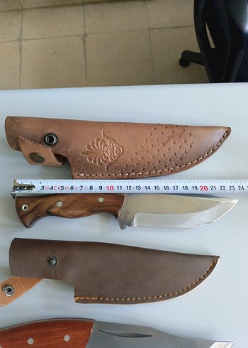 Bej Parlak Bıçak ve Deri Kılıf - Görsel 4