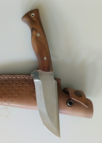 Bej Parlak Bıçak ve Deri Kılıf - Görsel 2