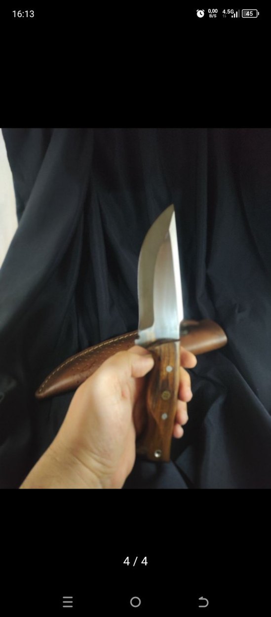 Bej Parlak Bıçak ve Deri Kılıf - Görsel 3