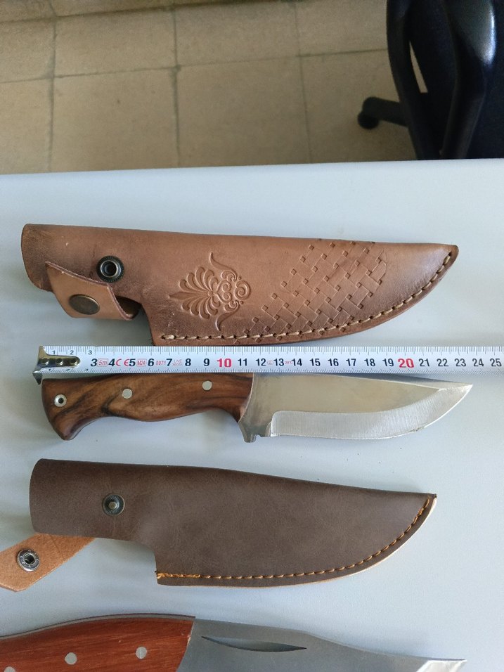 Bej Parlak Bıçak ve Deri Kılıf - Görsel 4