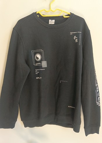 xl Beden Siyah Baskılı Erkek Sweatshirt