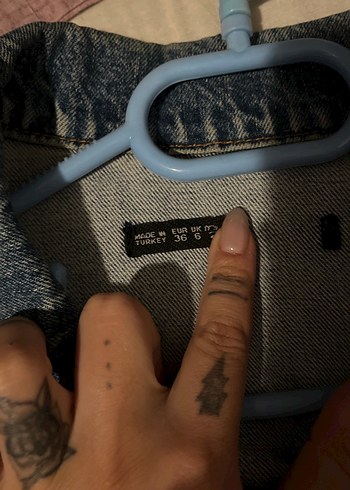 36 Beden mavi Renk Kadın Gri Mavi Düğmeli Denim Ceket