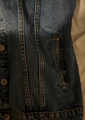 36 Beden Kadın Gri Mavi Düğmeli Denim Ceket