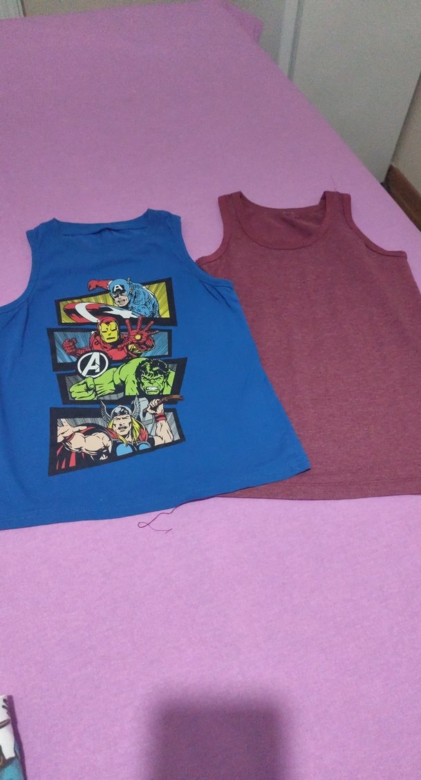 Çocuk Baskılı mavi askılı  ve bordo askılı tişört - Görsel 2