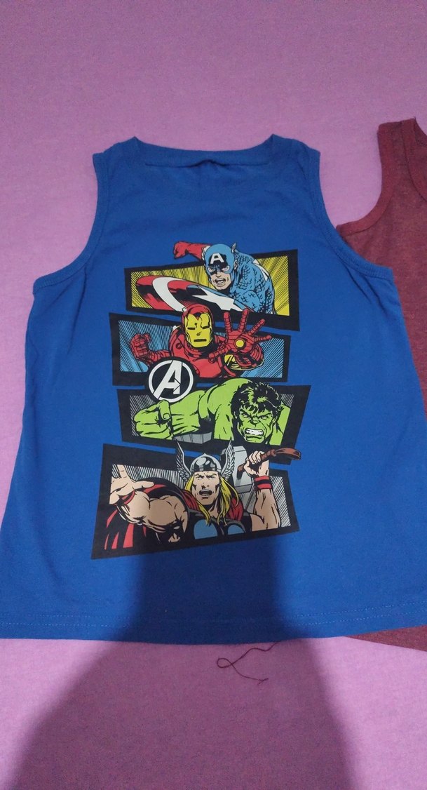 Çocuk Baskılı mavi askılı  ve bordo askılı tişört - Görsel 3