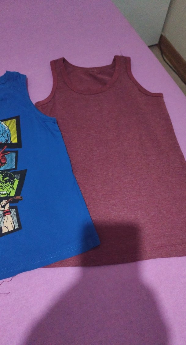 Çocuk Baskılı mavi askılı  ve bordo askılı tişört - Görsel 4