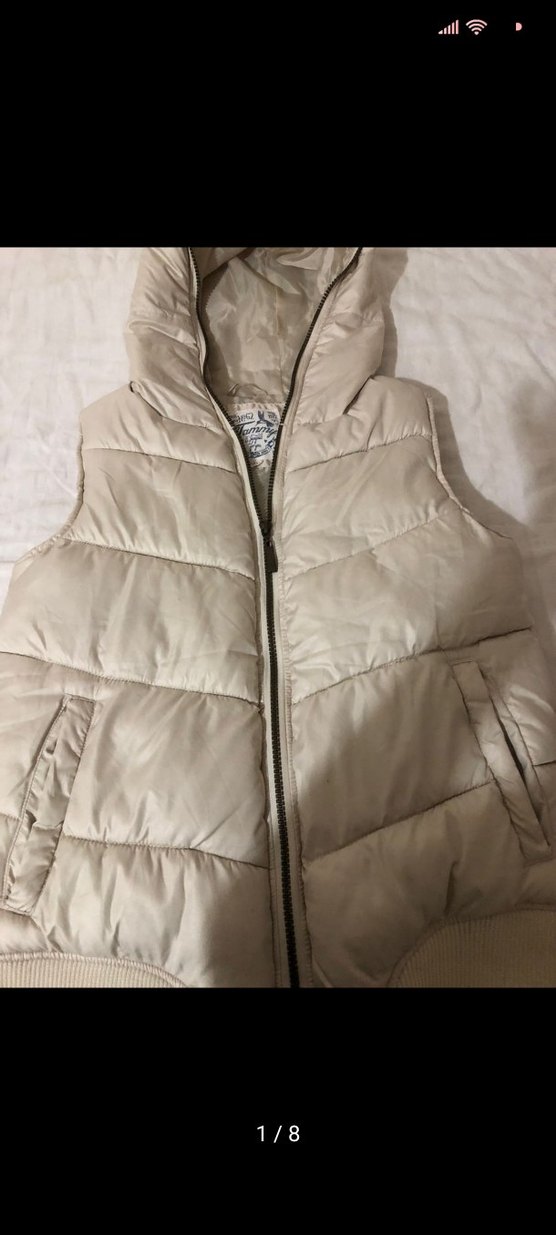 Bej Kapüşonlu Fermuarlı kız çocuk Yelek - Görsel 3