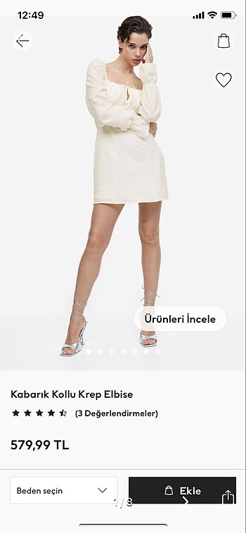 H&M beyaz mini elbise
