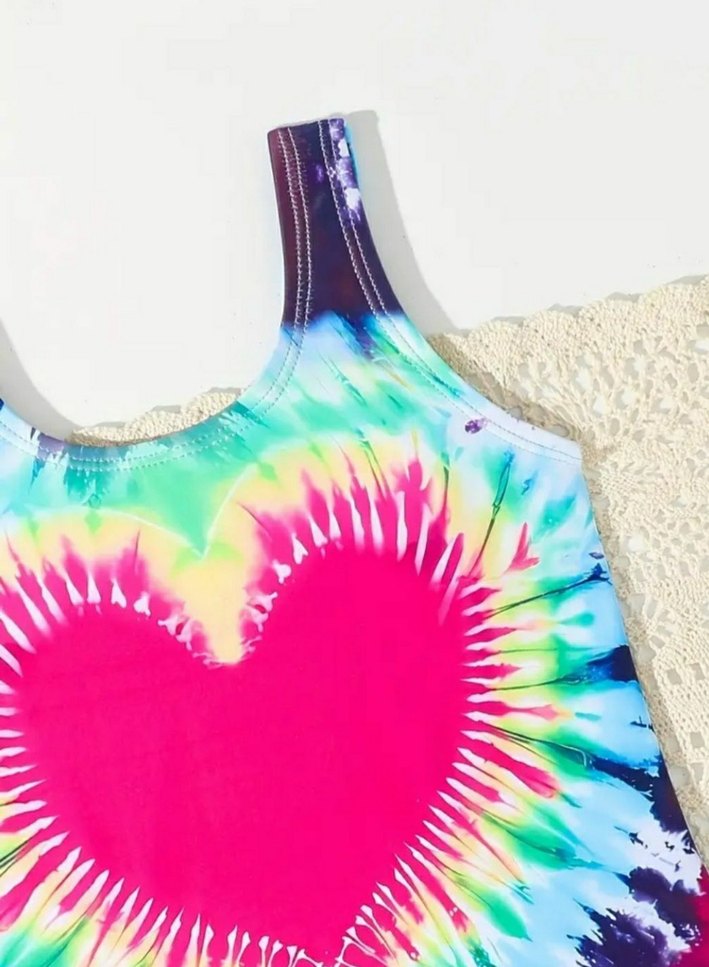 Kalp Desenli Kız Çocuk Mayo - Görsel 3