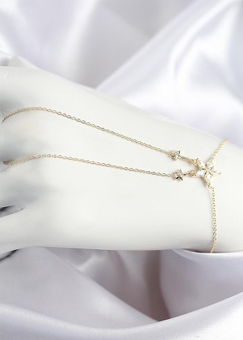 Zincir Detaylı Altın Renkli Kadın El Zinciri - Görsel 6