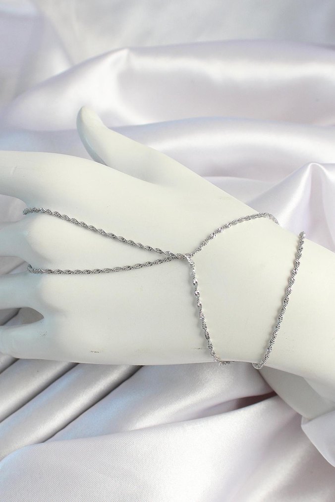 Zincir Detaylı Altın Renkli Kadın El Zinciri - Görsel 3