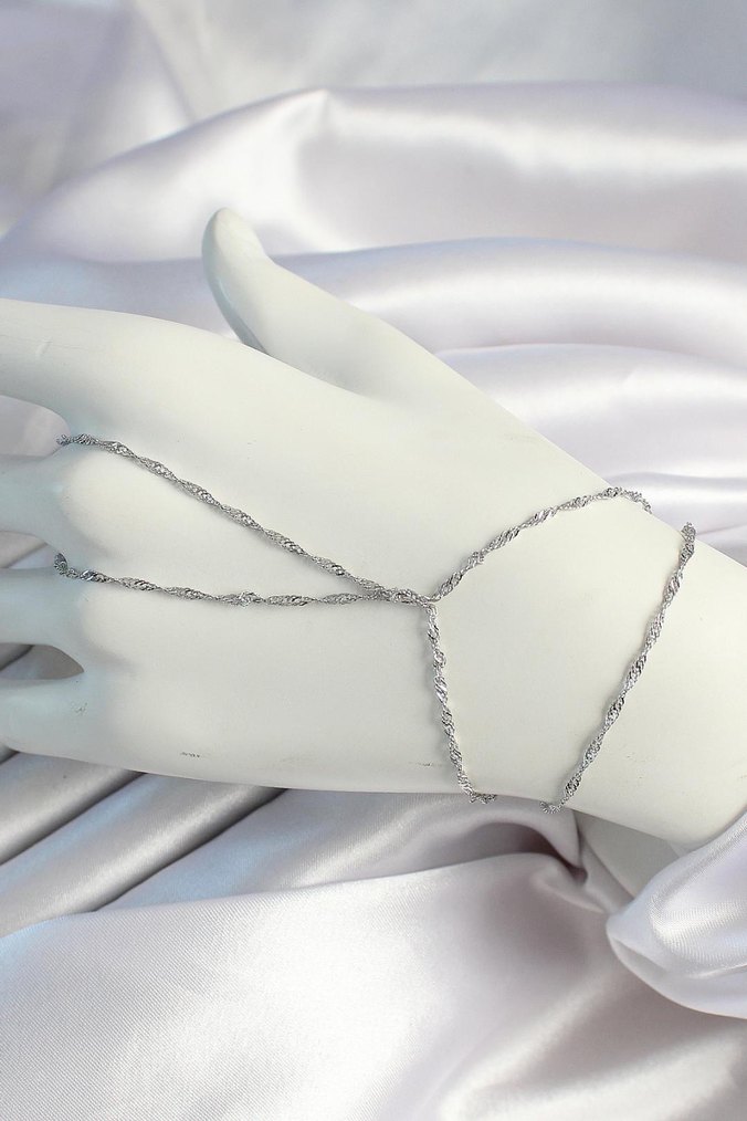 Zincir Detaylı Altın Renkli Kadın El Zinciri - Görsel 5