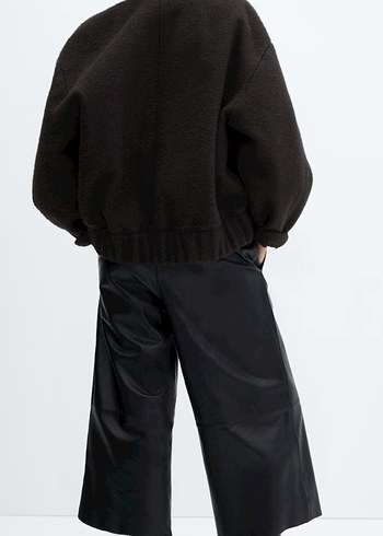 Zara Zara Siyah Peluş Detaylı Midi Ceket