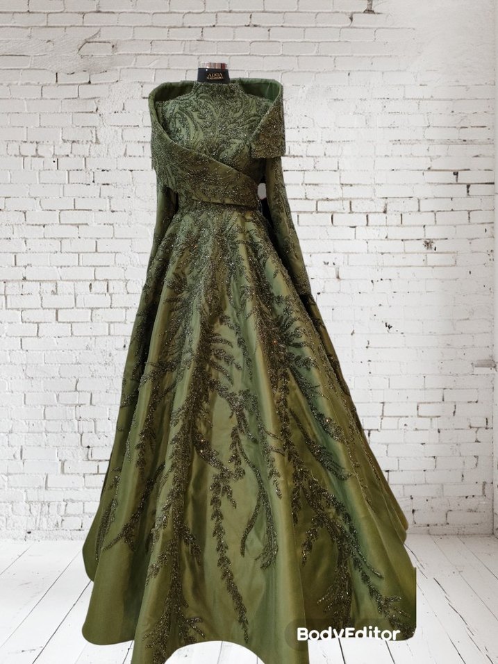 kasnak işleme Uzun Kadın Abiye - Görsel 2