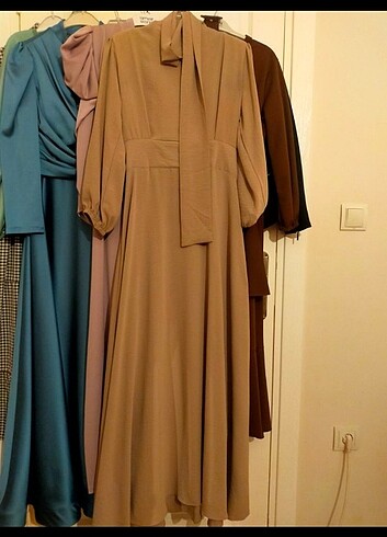 m Beden camel Renk Tesettür elbise