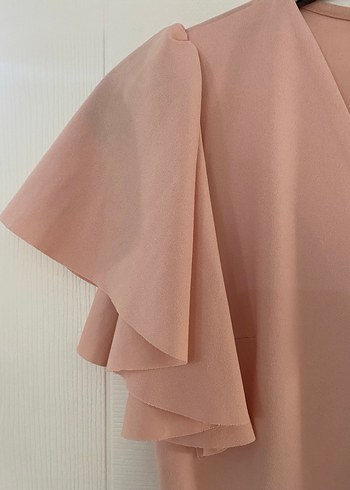 Pudra Mini V Yakalı Kadın Tulum - Görsel 3