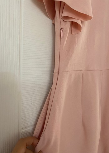 Pudra Mini V Yakalı Kadın Tulum - Görsel 6