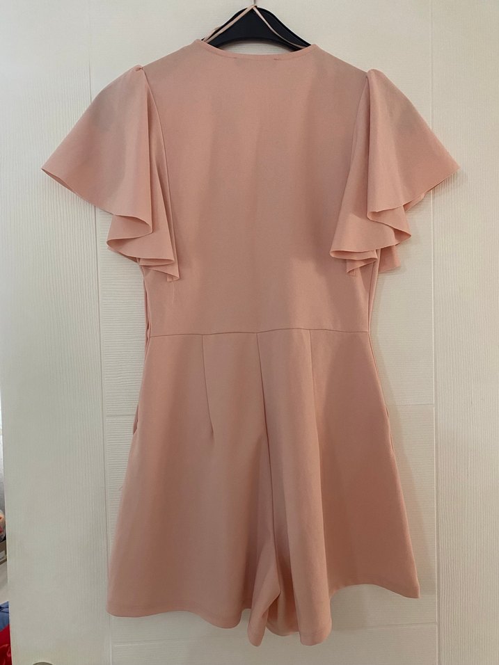 Pudra Mini V Yakalı Kadın Tulum - Görsel 5