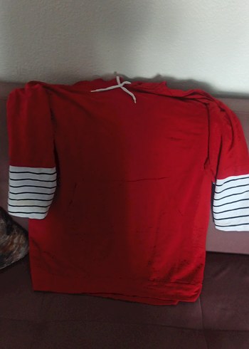 Düğmeli Kırmızı Hamile Sweatshirt - Görsel 3