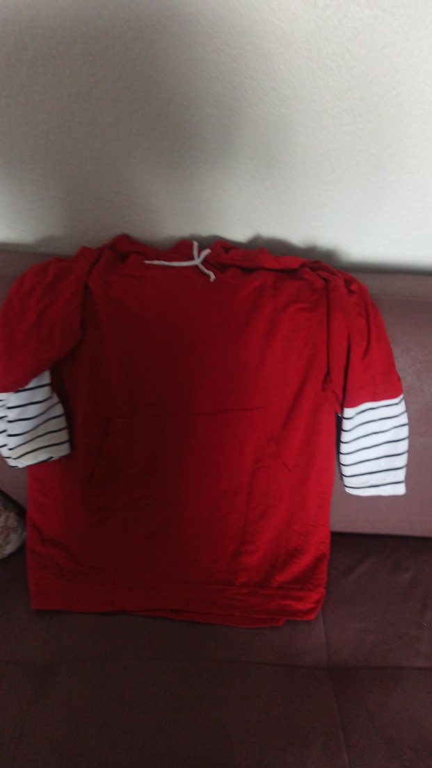 Düğmeli Kırmızı Hamile Sweatshirt - Görsel 2